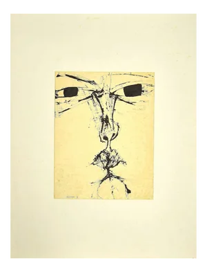 Sergio Barletta - the Face - Original China Ink Drawing - 1958