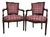 French Mahogany Square Back Chair Pair Pink Velvet Magenta Purple Petit Point For Sale