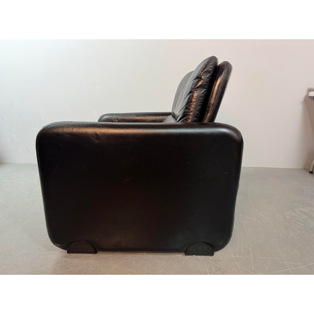 Black Leather Armchair by Titina Ammannati & Giampiero Vitelli for Brunati, Italy, 1970s For Sale - Image 9 of 11