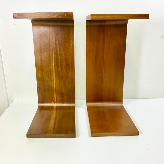 1980s Vintage Italian Style Postmodern Contemporary Teak Bentwood Drinks Table - A Pair For Sale - Image 11 of 13