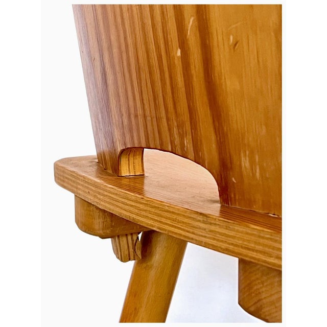 Set of Vintage Brutalist Pine Dining Chairs, in the style of Goran Malmvall, 1960s For Sale - Image 12 of 18