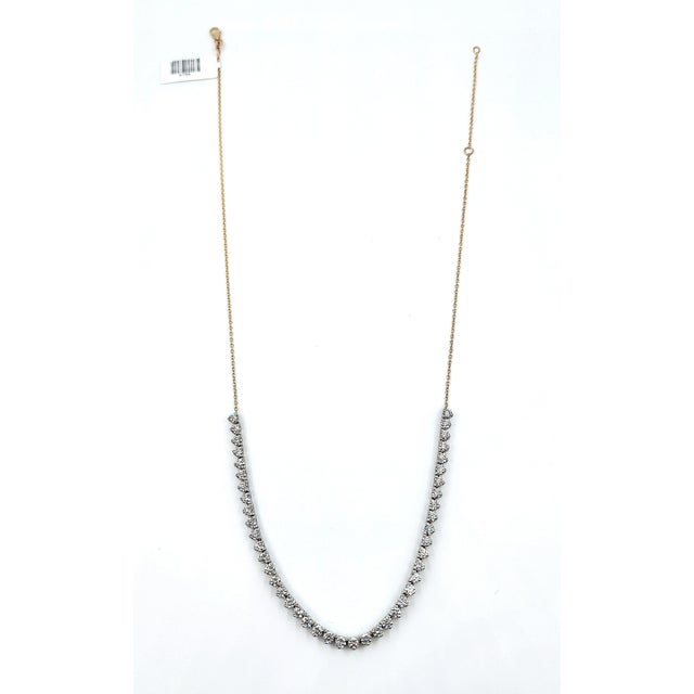 Gold 3.87 Ct Halfway Diamond Tennis Necklace For Sale - Image 8 of 8