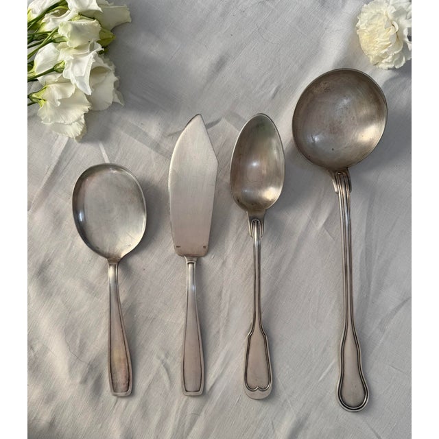 Silver-Plated Metal Cutlery Set, Set of 4 For Sale - Image 6 of 6