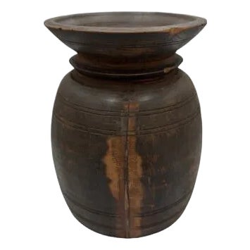 Vintage Indian Wooden Milk Pot For Sale