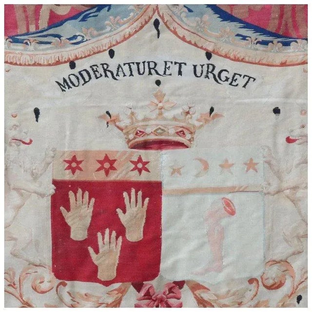 Mid 19th Century French Chatsworth House Marquis De Boissy Flat Weave Wool Armorial Tapestry Panel For Sale - Image 4 of 12