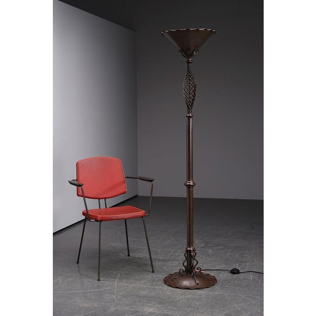Art Nouveau Wrought Iron Standing Lamp For Sale - Image 3 of 15