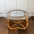 Mid-Century Modern Vintage MCM Rattan Coffee Table 30" Round Glass Top Franco Albini Style Boho For Sale - Image 3 of 12