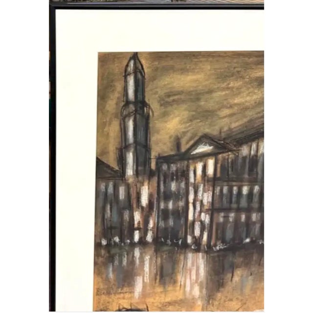 Mid-Century Modern Mid Century 1958 Painting - Boat in the City, Signed - Venice Italy For Sale - Image 3 of 7