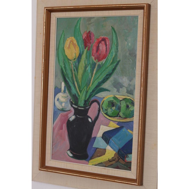 Gustaf Börtner, Tulips and Fruit, 1950s, Oil on Panel, Framed For Sale - Image 8 of 18