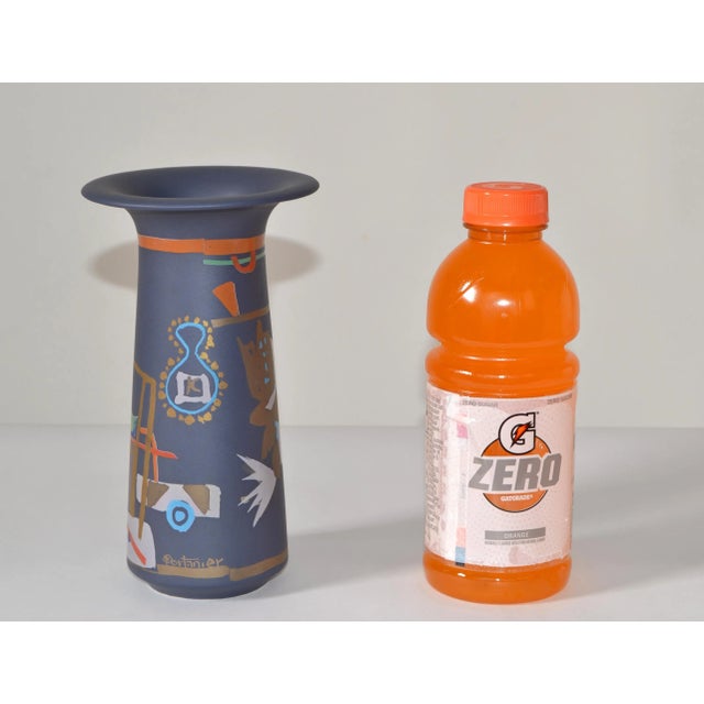 Navy Blue Rosenthal Porcelain Flower Vase Liguria Gilbert Portanier Studio-Linie Germany For Sale - Image 8 of 13