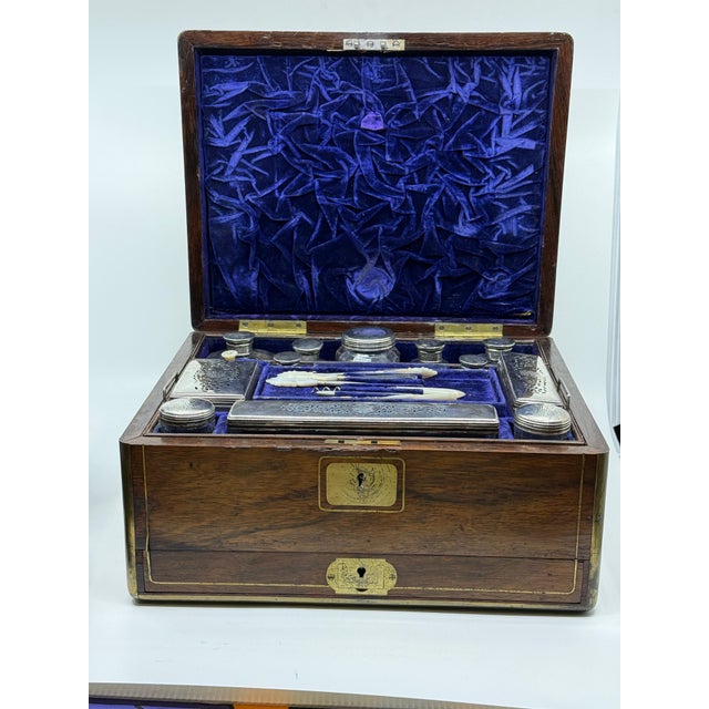 19th Century Rosewood Vanity Box w/Sterling Silver Accents Likely John Gough For Sale - Image 16 of 18