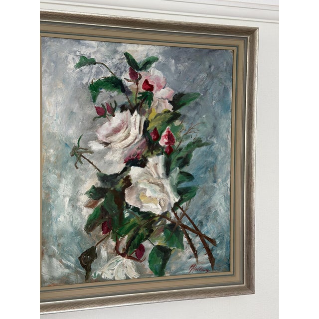 M. Hellberg, Flower Still Life, 1960s, Oil on Canvas, Framed For Sale - Image 7 of 14