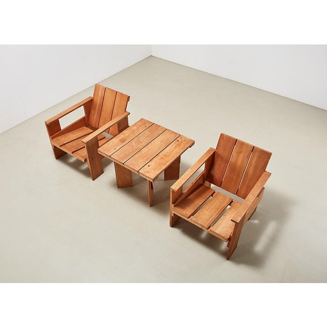 Cassina Crate Chairs and Table by Gerrit Rietveld for Cassina, 1979, Set of 3 For Sale - Image 4 of 13