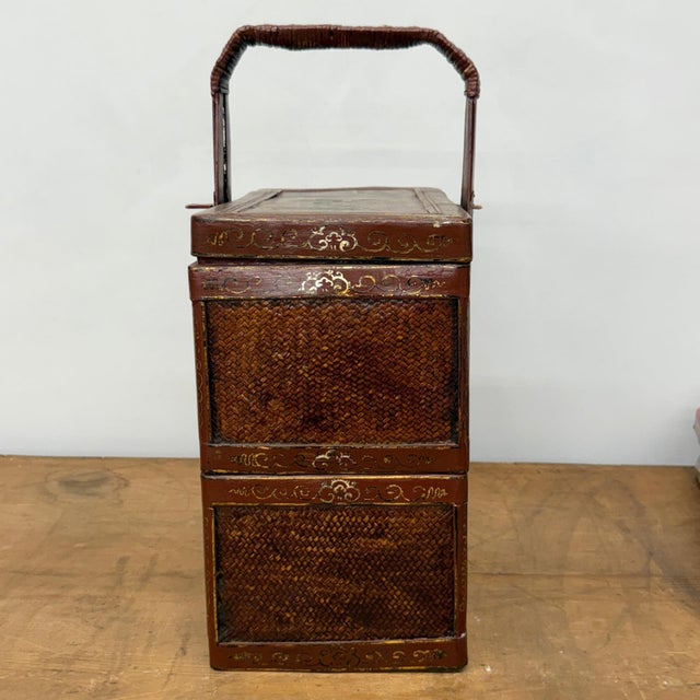 Rustic Courtyard Tales Red Double Tiered Wedding Basket with Lock For Sale - Image 3 of 14