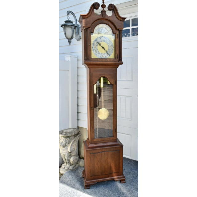 Vintage Colonial of Zeeland Traditional Style Mahogany Grandfathers Clock For Sale - Image 11 of 12