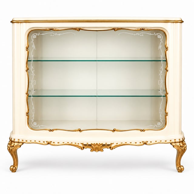Venetian Ivory Lacquered and Gilt Display Cabinet attributed to Fratelli Testolini from Testolini & Salviati, 1930s For Sale - Image 11 of 11