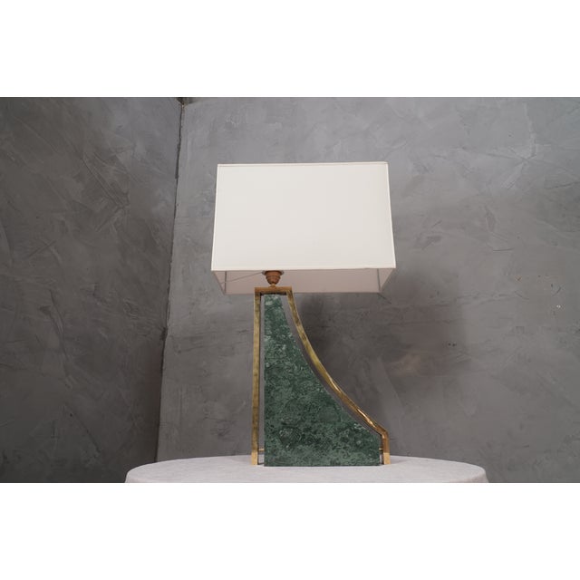 Italian Indian Green Marble and Brass Table Lamp, 2000s For Sale - Image 11 of 12
