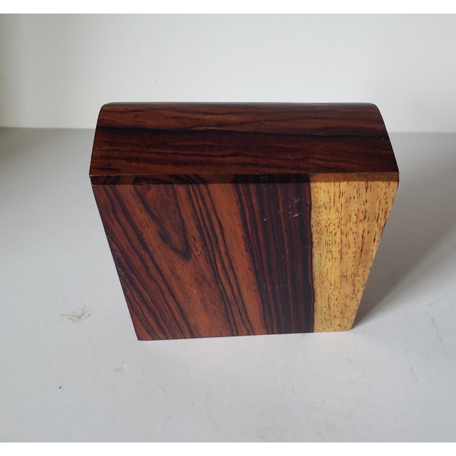 Mid 20th Century Mid-Century Cocobolo Inlaid Wood Jewelry Box | Vintage Artisan Accent For Sale - Image 5 of 8