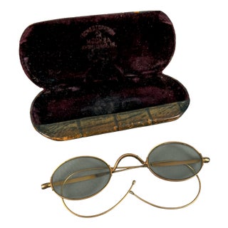 Antique Early 20th Century 14kt Gold Windsor Glasses with Case For Sale