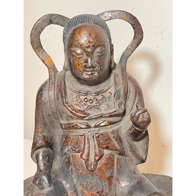 Rare Antique 18th Century Chinese Lacquered Cast Iron Sculpture of Zhenwu Statue For Sale In New York - Image 6 of 14