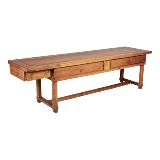 19th Century French Console or Center Table, Solid Cherry Wood, For Sale
