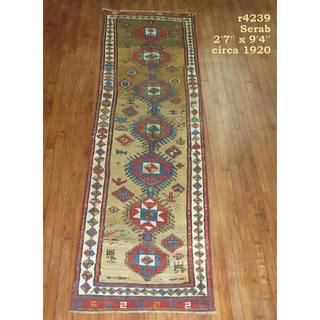 Persian Early 20th Century Decorative Persian Bakshaish Serab Narrow Runner - 2'7" x 9'4" For Sale - Image 3 of 6
