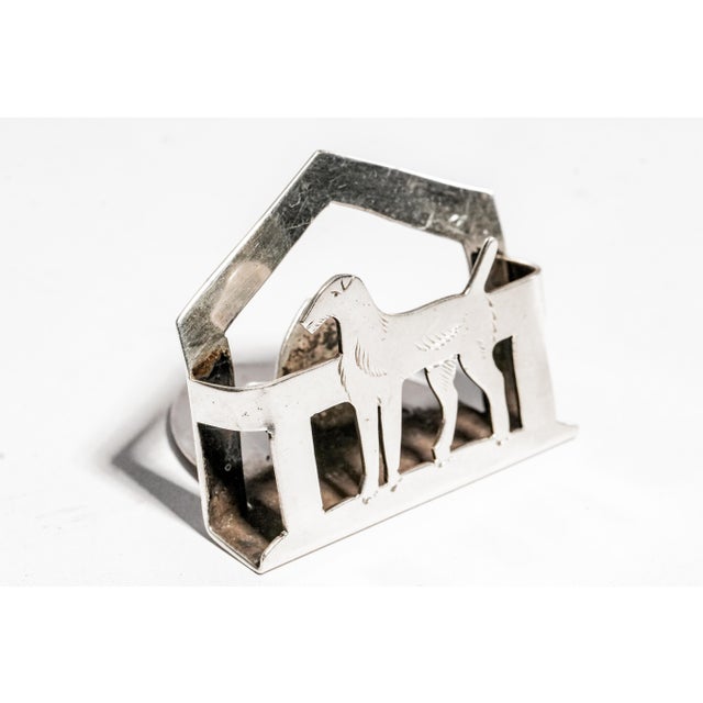 Interesting Antique Sterling Silver Dog Menu Holder Figural Place Card Stand Canine Photo Display For Sale - Image 4 of 11