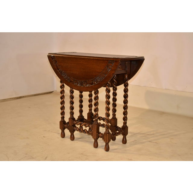 19th Century English Oak Carved Gate-Leg Table For Sale - Image 4 of 10