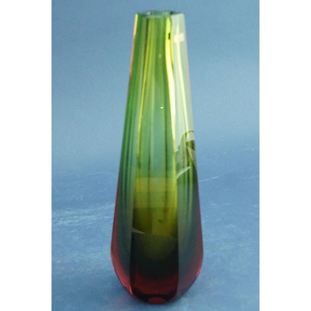 Vintage Green and Red Sommerso Glass Vase from WMF Ikora Krystall, German, 1960s For Sale - Image 13 of 18
