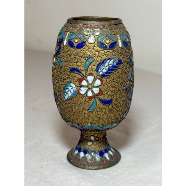 Antique 19th Century Handmade Japanese Champleve Enameled Bronze Vase Cloisonné For Sale - Image 4 of 9