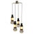 Chandelier with four pendants in nickel plated and black metal frame with white perspex diffuser and polyhedral shaped...