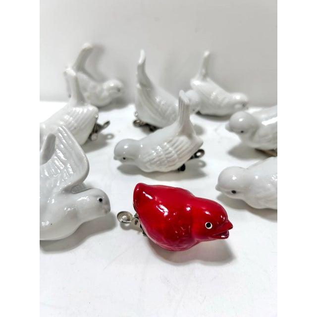 Vintage Ceramic Clip-on Bird Ornaments – Mid Century Tree Decorations, Set of 9 For Sale - Image 4 of 7