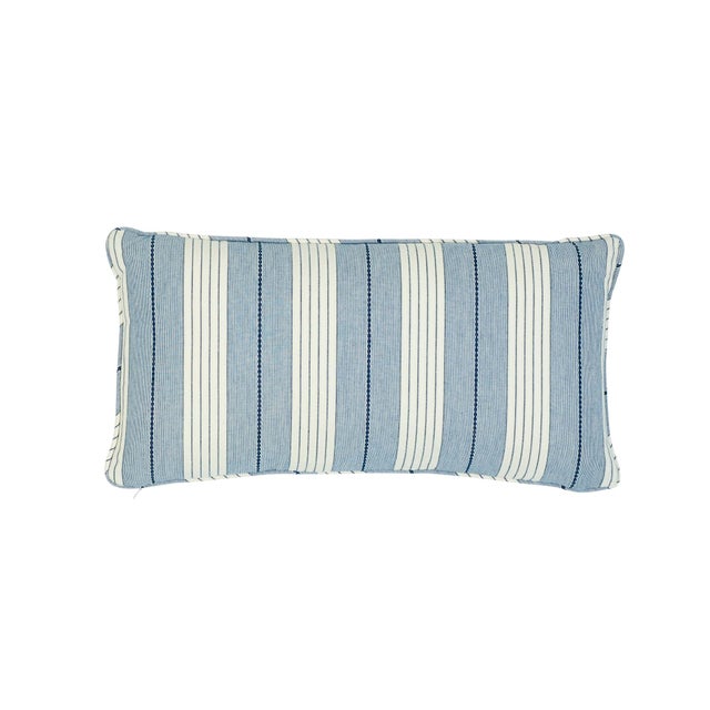 Early 21st Century Schumacher Audrey Stripe Lumbar Pillow in Navy For Sale - Image 5 of 5