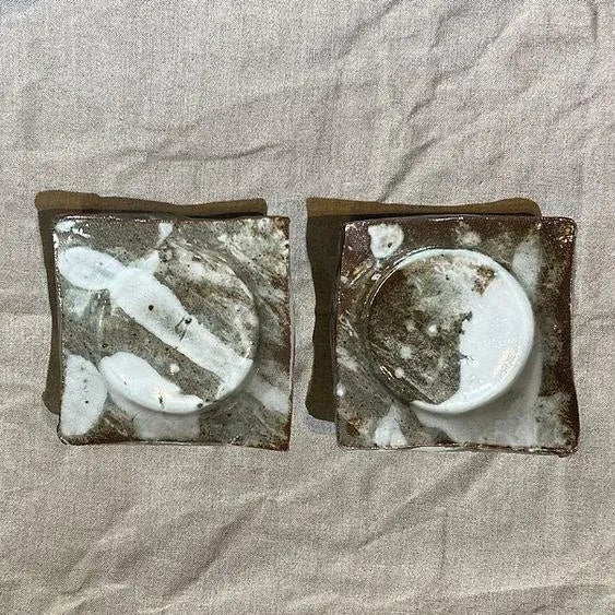 Sexy Appetizer Plates - Boho Chic Style Wabi-Sabi Japanese - Set of 2 Dishes For Sale - Image 4 of 4