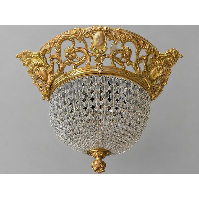 1970s Baroque Gold Bronze Crystal Chandelier Ceiling Lamp For Sale - Image 15 of 15