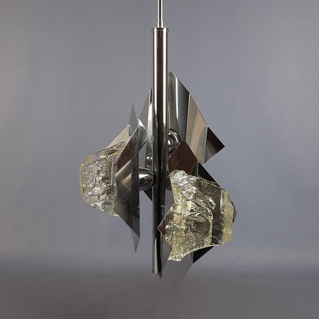 Hanging Light in Stainless Steel and Murano Glass from Mazzega, 1970s For Sale - Image 17 of 18