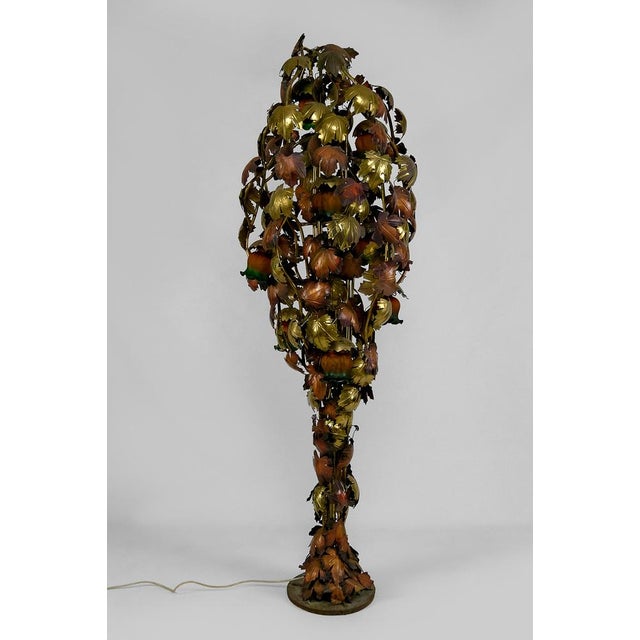 Vintage Hollywood Regency Vine Floor Lamp in Patinated Metal, 1960 For Sale - Image 16 of 16