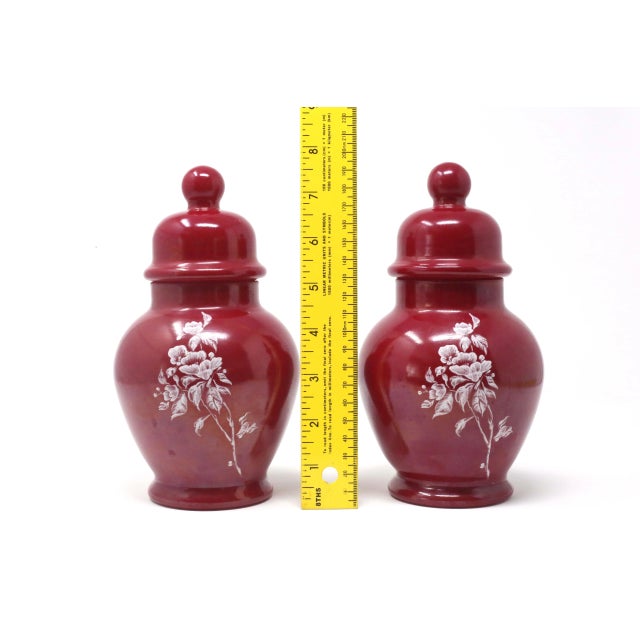 Vintage Cinnamon Glass Floral Ginger Jars - a Pair For Sale In Tampa - Image 6 of 7