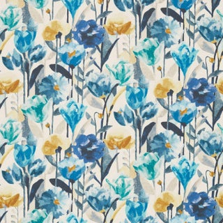 Harlequin Verdaccio Fabric in Mustard/Marine/Steel For Sale