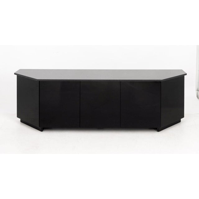 Postmodern Black Lacquered and Granite Sideboard. 27" H x 90" W x 25.75" D. Provenance: From a 45 Sutton Place South Estate.
