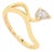 Modern Sculptural Pear Cut Diamond Solitaire Wave Ring Size 6 in 14k Yellow Gold For Sale