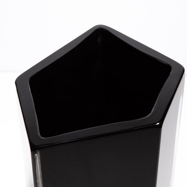 Hand Blown Murano Penta Vase in Onyx Black For Sale - Image 9 of 11