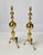 Metal Vintage Tall Polished Brass & Cast Iron Ball Top Andirons - Pair For Sale - Image 7 of 14