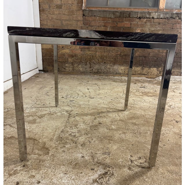 Mid-Century Modern Vintage Red Marble & Chrome End Table For Sale - Image 3 of 9