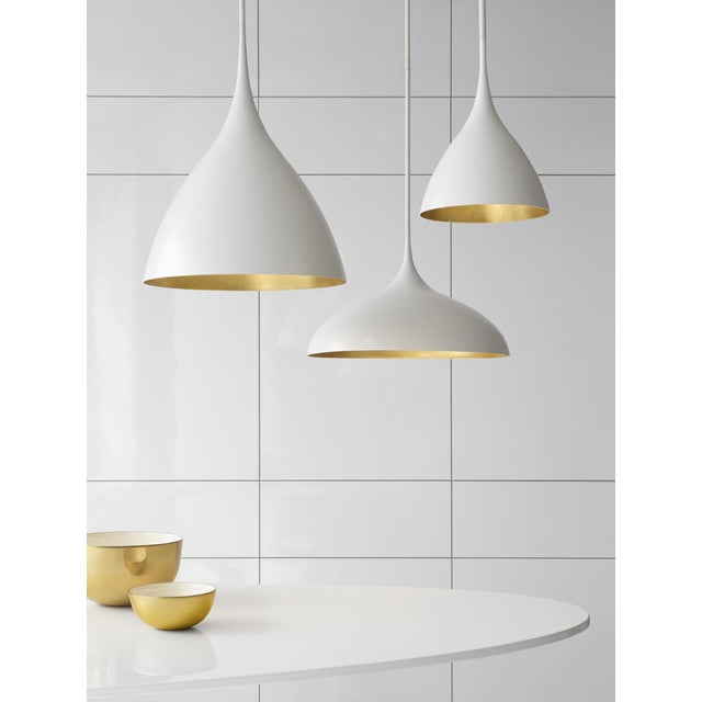 Modern AERIN for Visual Comfort Signature Agnes Medium Pendant in Plaster White with Gild Interior For Sale - Image 3 of 4