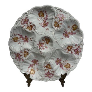 Antique Porcelain Floral Oyster Plate Attributed to Marx and Gutherz - Austria For Sale