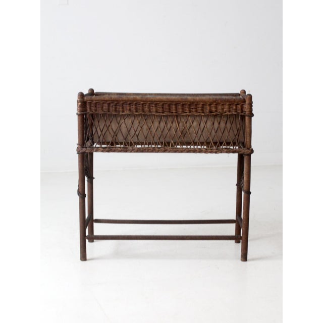 Antique Wicker Planter Stand For Sale - Image 9 of 12