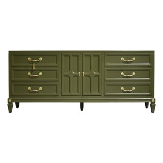 Mid Century Traditional Dresser Sideboard by Union National Jamestown Ny in Green - Newly Painted For Sale