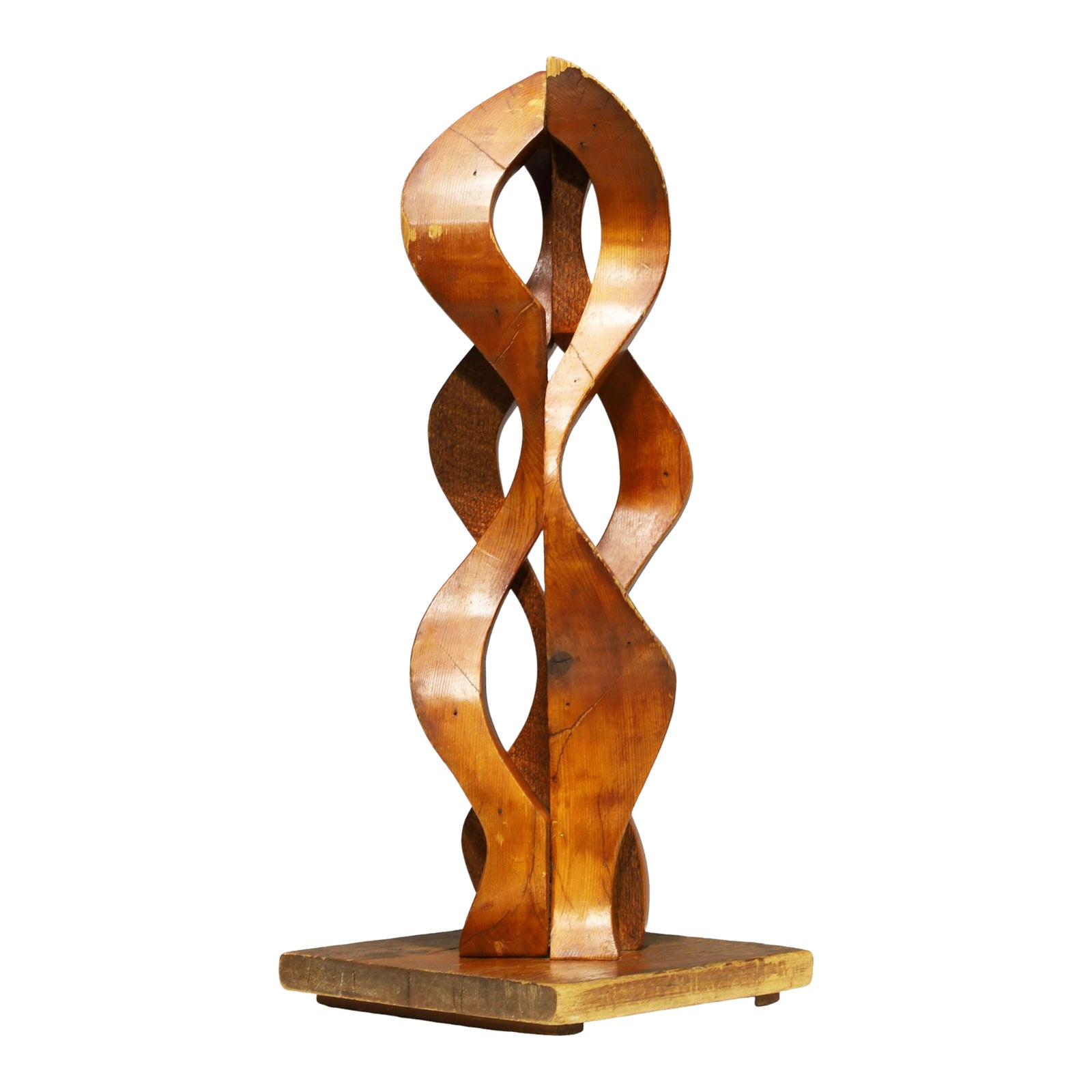 Mid 20th Century Large Wooden Ribbon Sculpture | Chairish