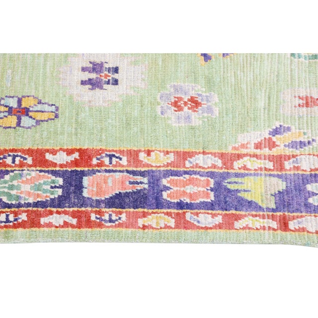 Early 21st Century Early 21st Century Green Multicolor Handwoven Wool Turkish Oushak Rug 5'5'" X 6'6'" For Sale - Image 5 of 9